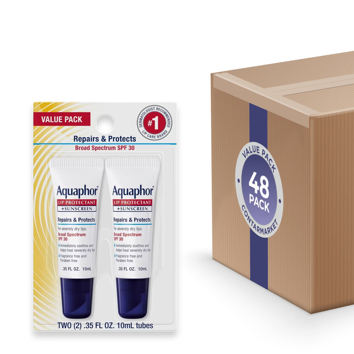 Aquaphor Lip Repair and Protect SPF 30, 0.35 Oz - 2 Ct - 48 Pack