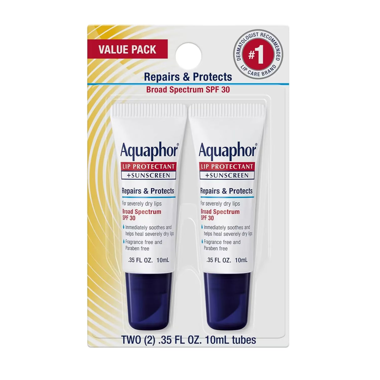 Aquaphor Lip Repair and Protect SPF 30, 0.35 Oz - 2 Ct - 48 Pack