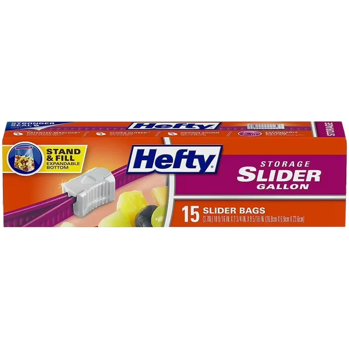 Hefty Slider Storage Bags Gallon Size – 15 Count – 9 Pack