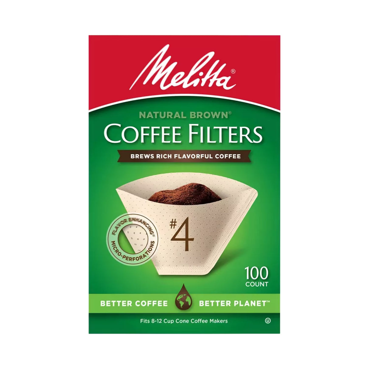 Melitta Coffee Filters #4 Natural Brown – 100 Count – 12 Pack