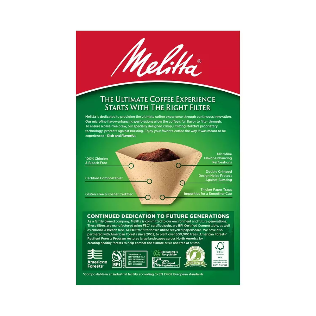 Melitta Coffee Filters #4 Natural Brown – 100 Count – 12 Pack