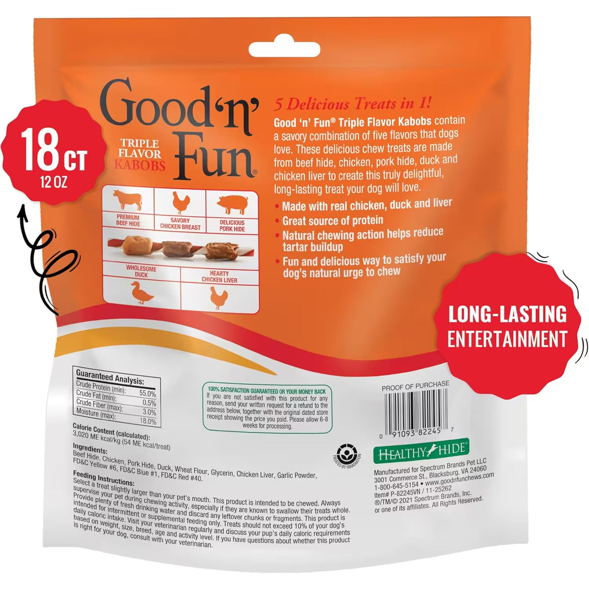Good & Fun Kabobs Dog Chews – 12 oz – 12 Pack