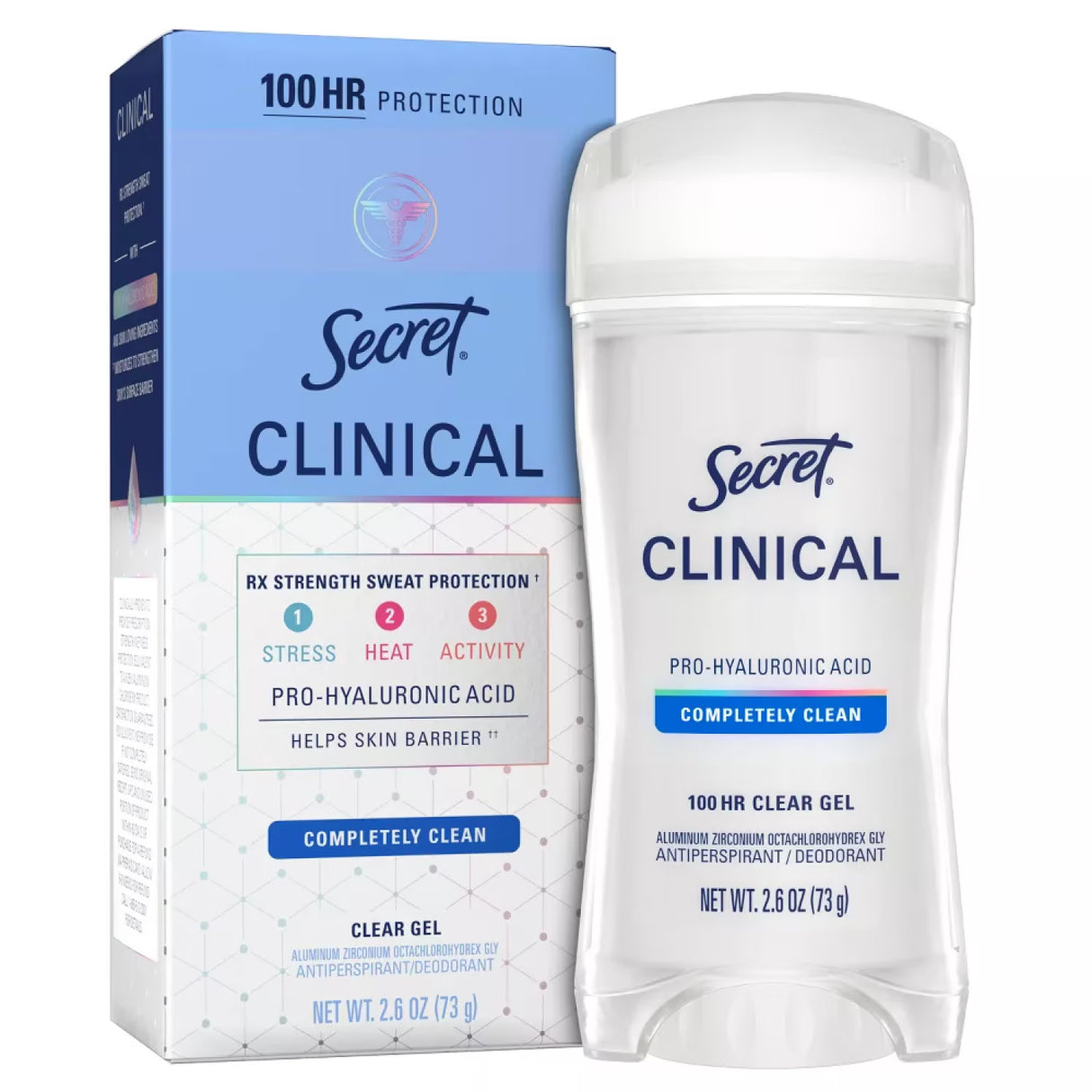 Secret Clinical Strength Antiperspirant & Deodorant Clear Gel, Clean Scent, 2.6 oz - 12 Pack