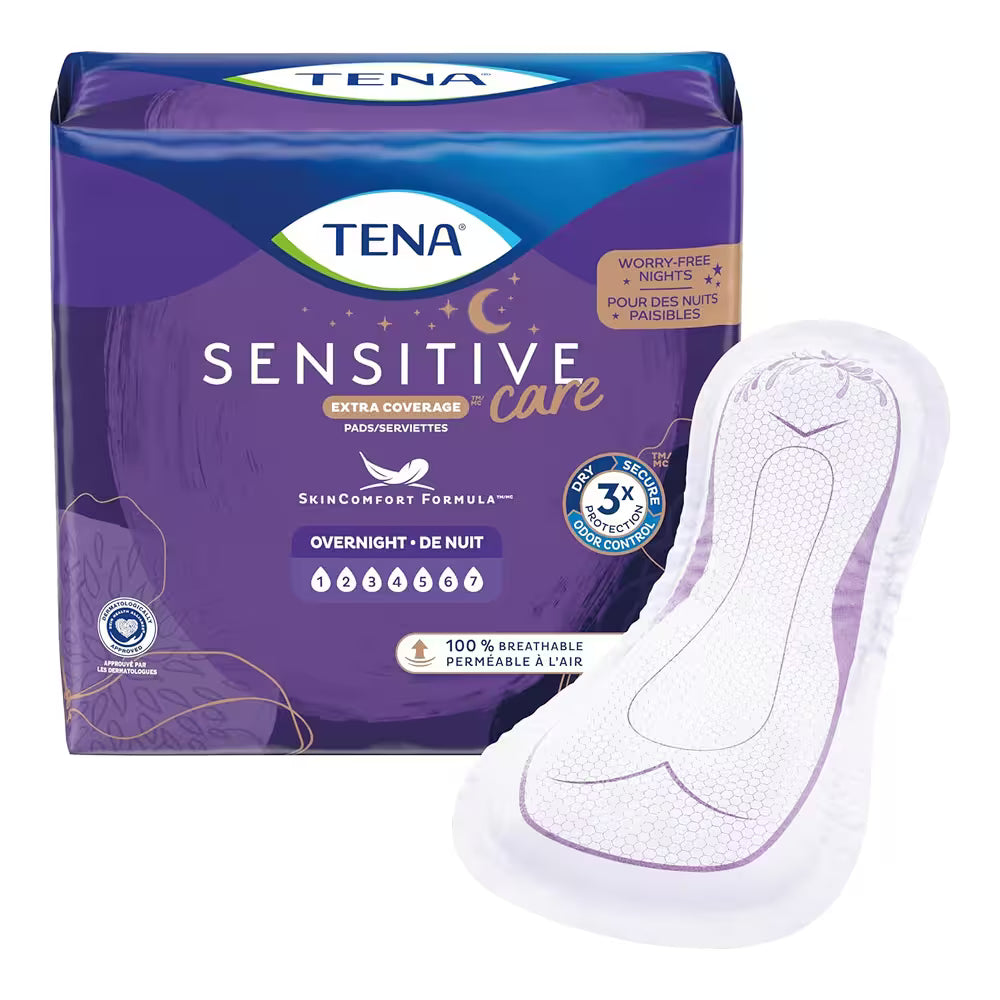 TENA Overnight Incontinence Pads – 28 Count – 3 Pack