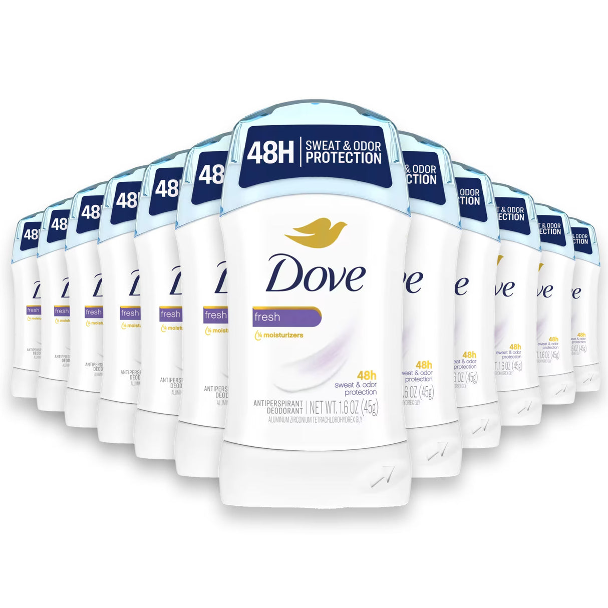 Dove Invisible Solid Antiperspirant & Deodorant Stick Fresh, 1.6 Oz - 12 Pack