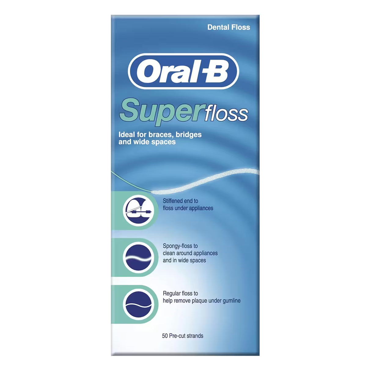 Oral-B Super Floss Pre-Cut Strands Mint – 50 Count – 24 Pack