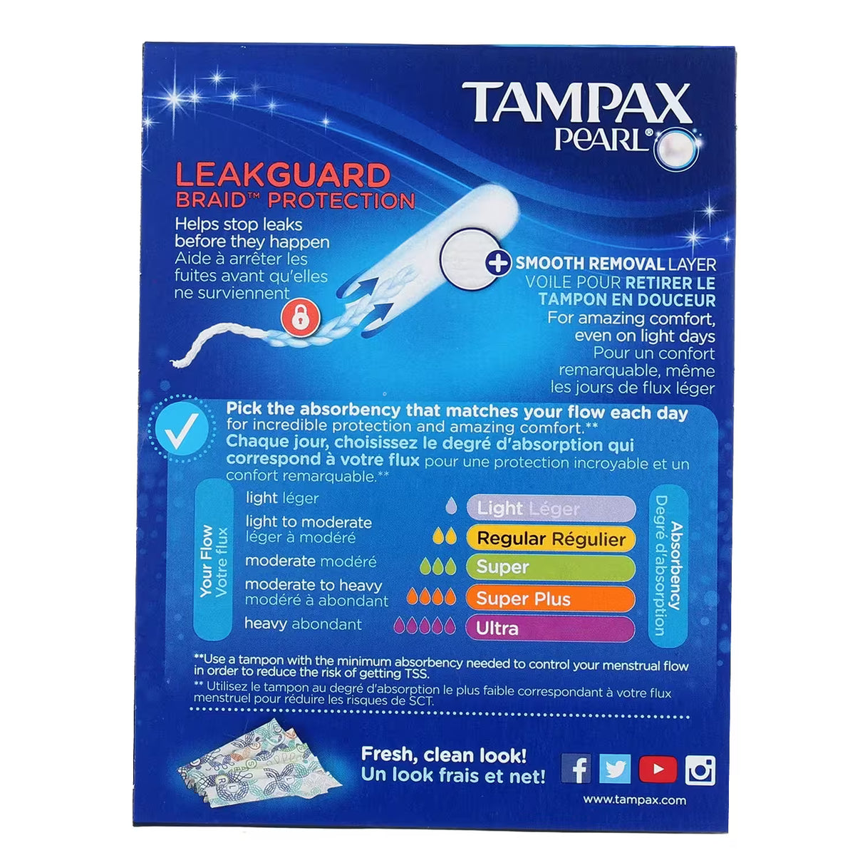 Tampax Pearl Tampons Super Absorbency Unscented – 18 Count – 12 Pack