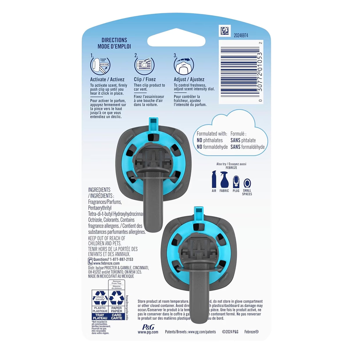 Febreze Car Vent Clips Midnight Storm, 2ct - 8 Pack
