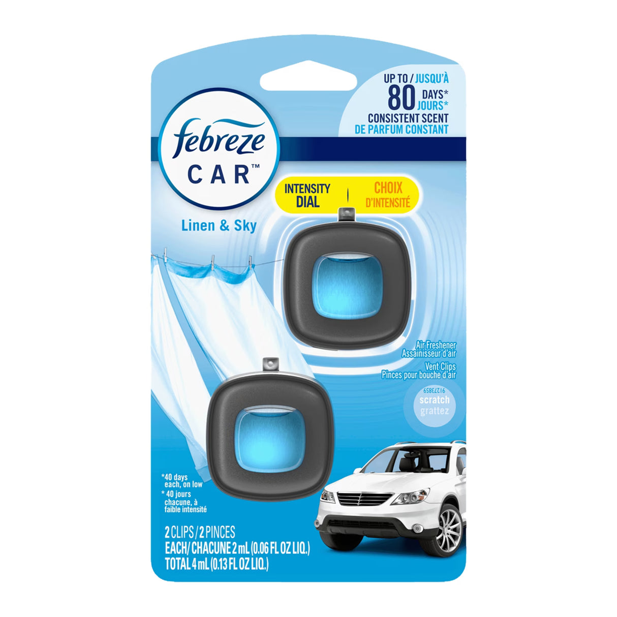 Febreze Car Vent Clips Linen & Sky, 2ct - 8 Pack