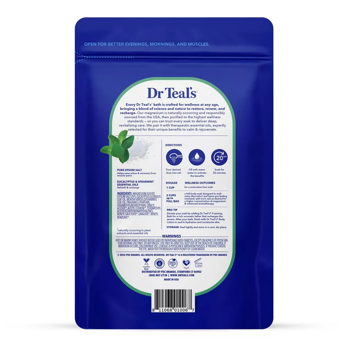 Dr Teal’s Eucalyptus & Spearmint Epsom Salt - 48oz - 4 Pack