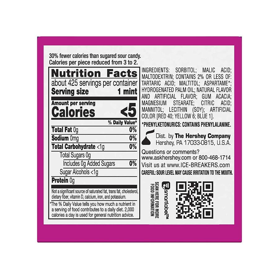 Ice Breakers Sours Sugar Free Mints, Mixed Berry, Strawberry, Cherry - 8 Pack