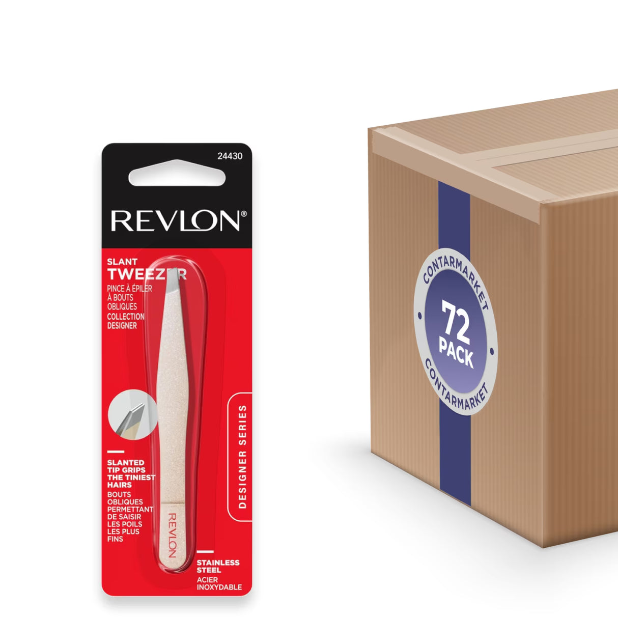 Revlon 4430 Designer Slanted Tweezers - 72 Pack