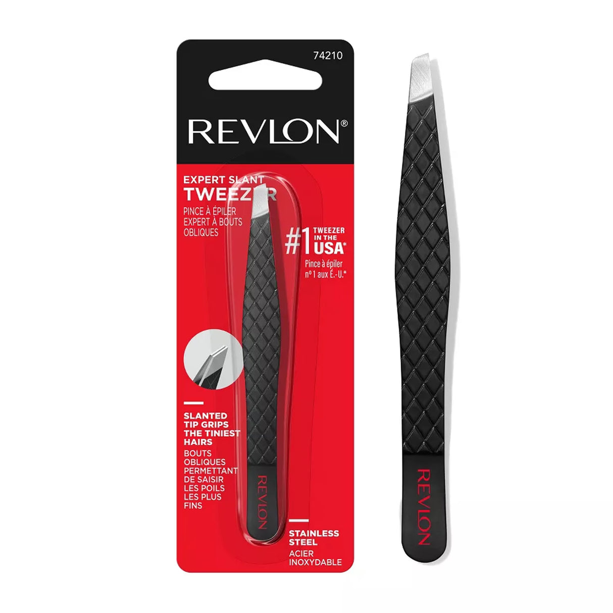 Revlon Stainless Steel Slant Tip Tweezers - 72 Pack
