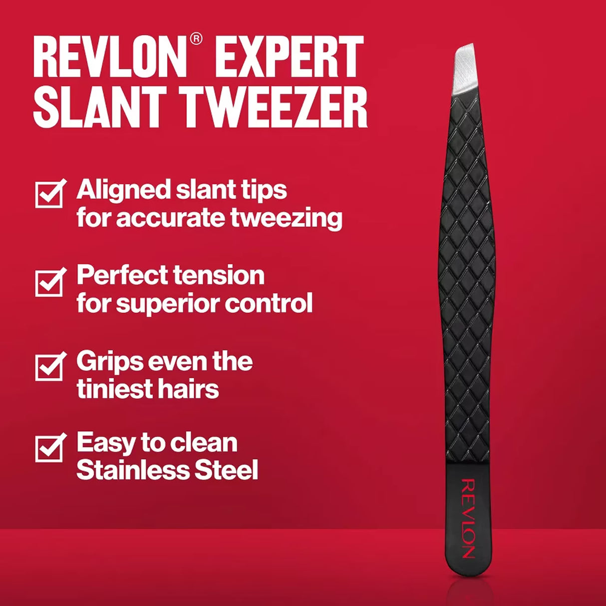 Revlon Stainless Steel Slant Tip Tweezers - 72 Pack