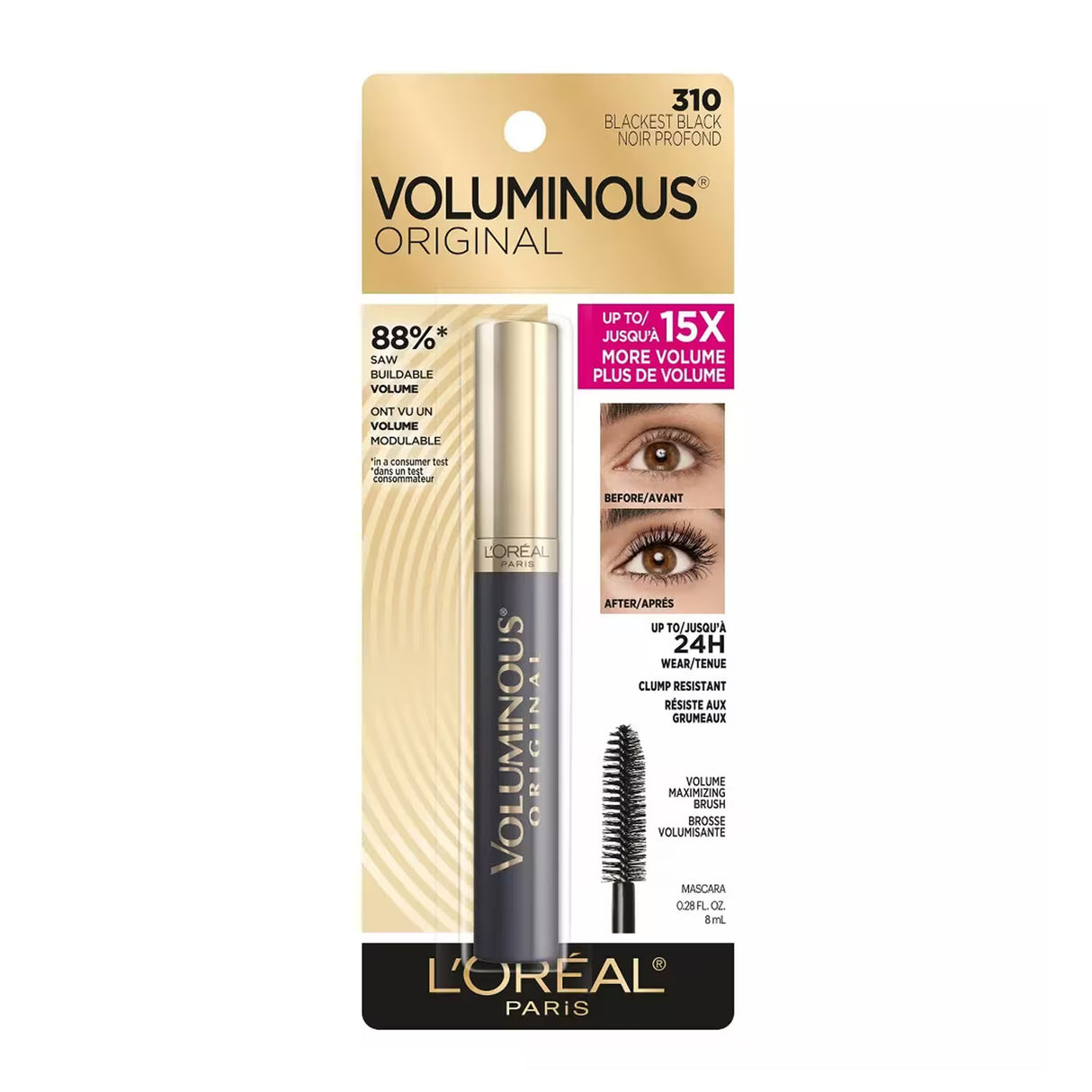 L’Oréal Paris Voluminous Original Washable Mascara, 310 Blackest Black - 72 Pack