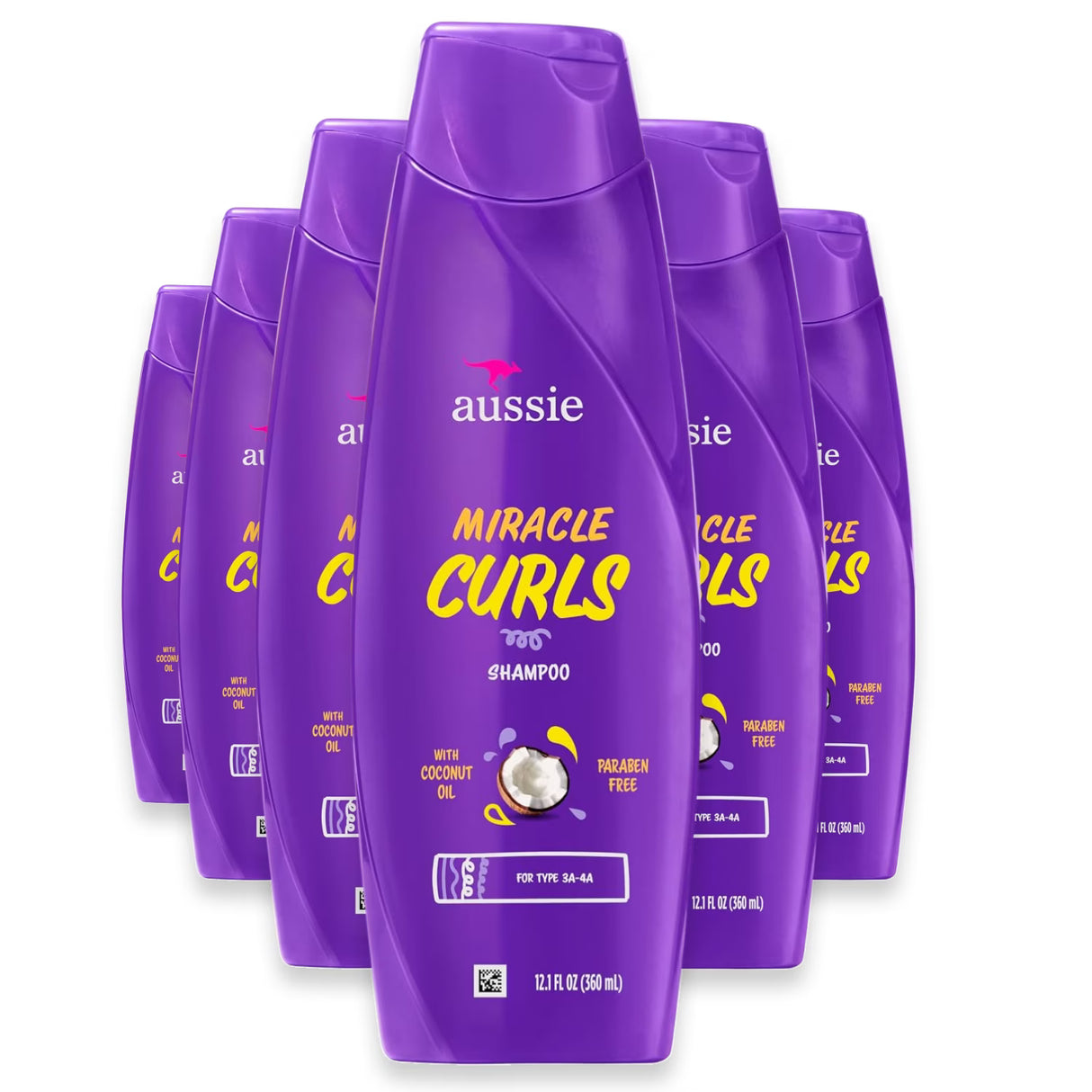 Aussie Miracle Curls Shampoo with Coconut & Jojoba Oil - 12.1 oz - 6 Pack
