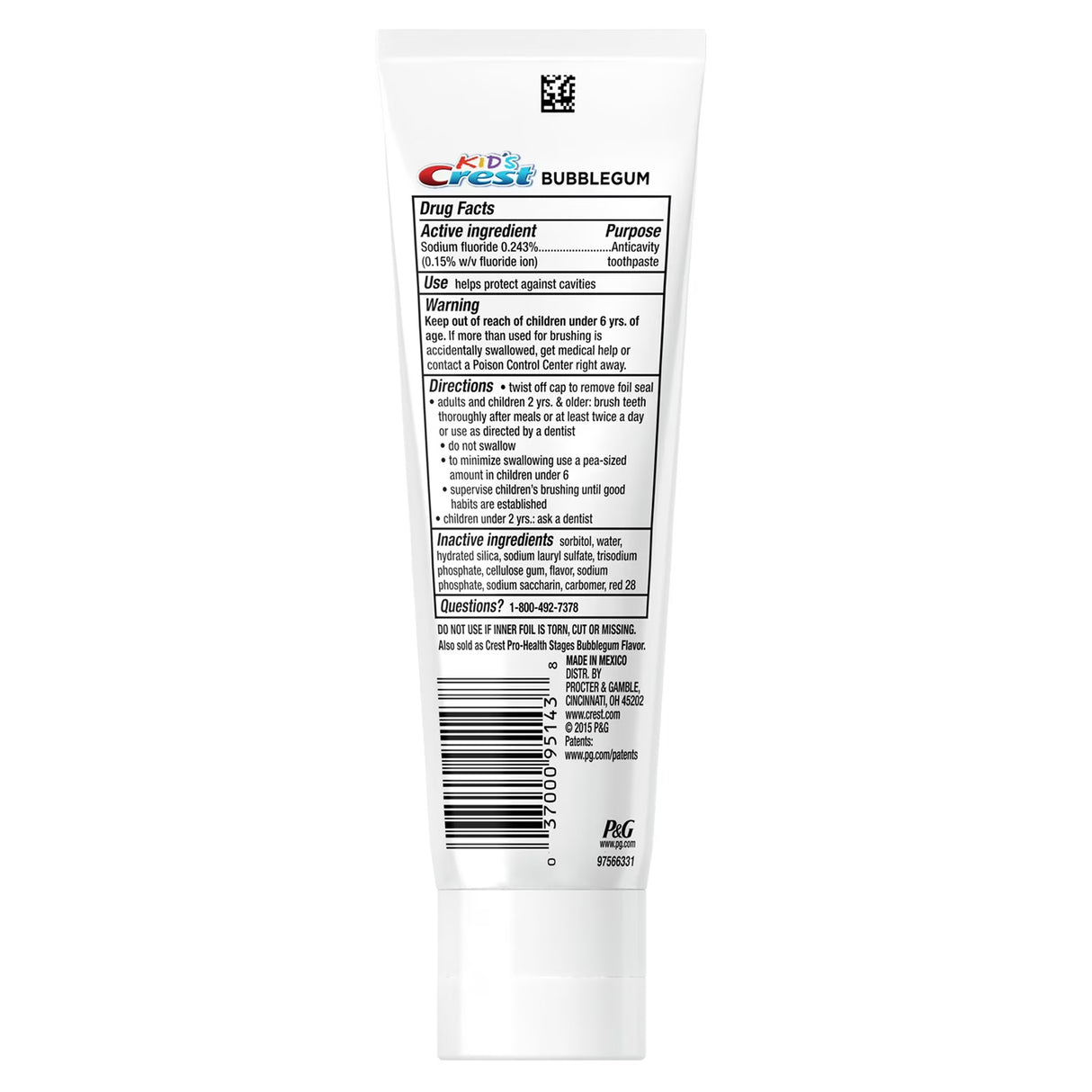 Crest Kids Cavity Protection Toothpaste Gel - 4.2oz - 6 Pack