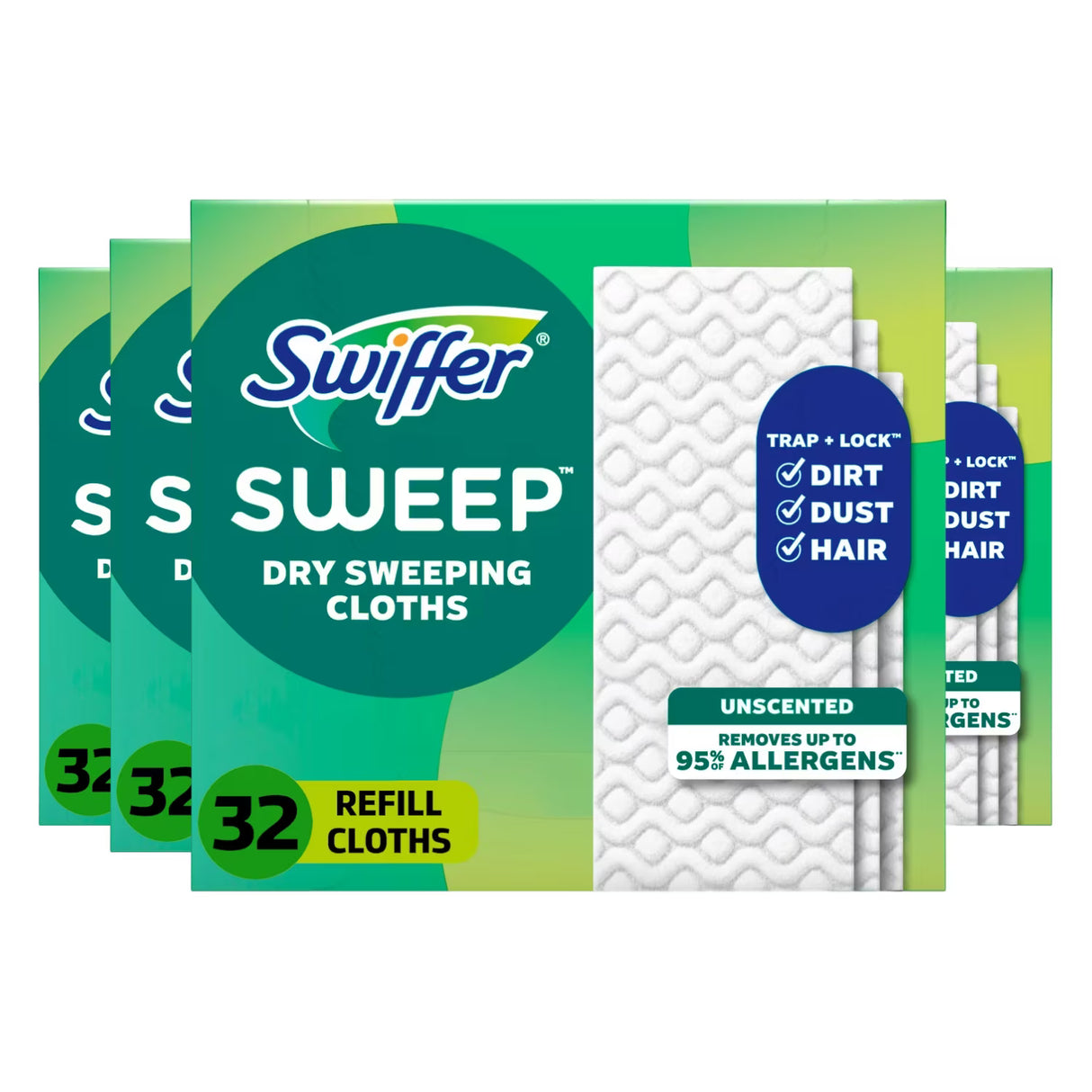 Swiffer Dry Sweeping Cloth Refills Unscented - 32 Ct - 4 Pack