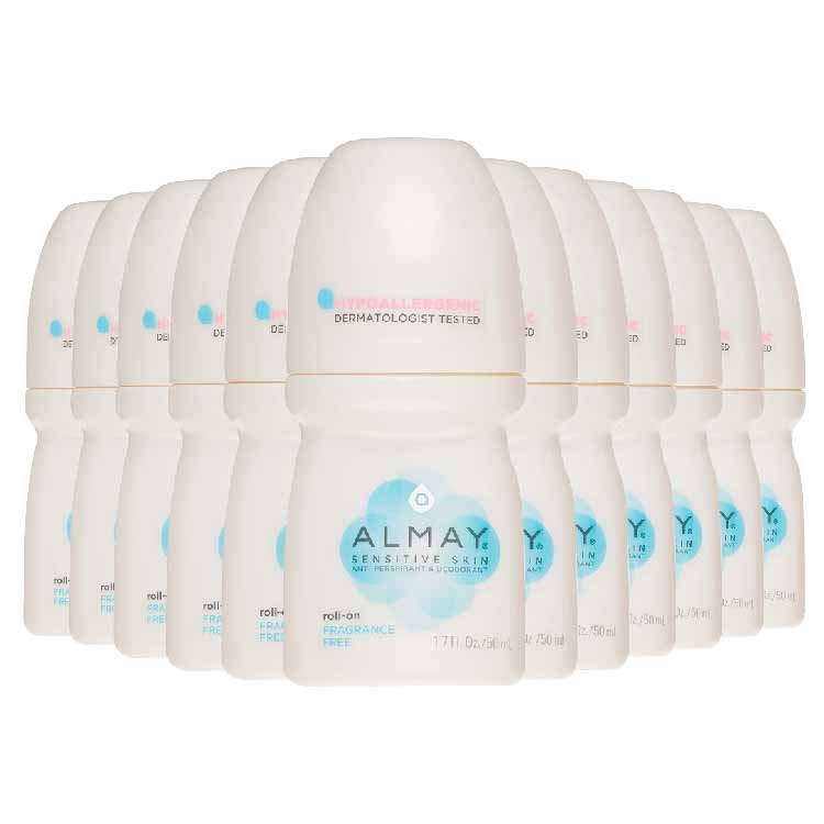Almay - Anti-Perspirant & Deodorant Roll-On Sensitive Skin Fragrance Free - 1.7 OZ  - 24 Pack
