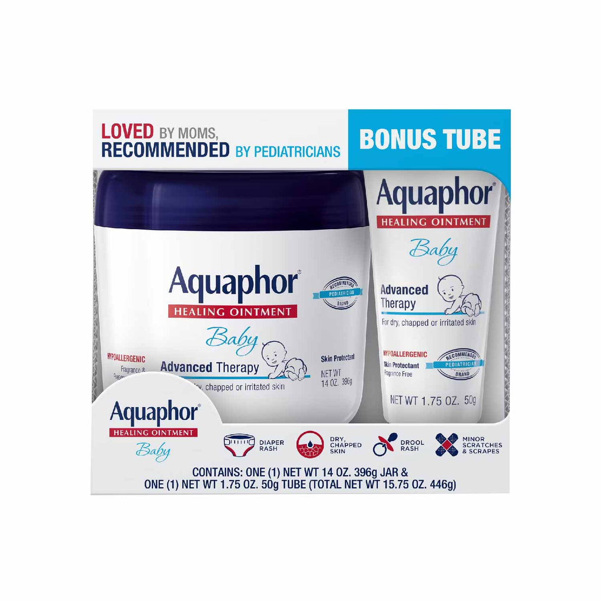 Aquaphor Advance Therapy Healing Baby Ointment - 15.75oz (14oz Jar + 1.75oz Tube)