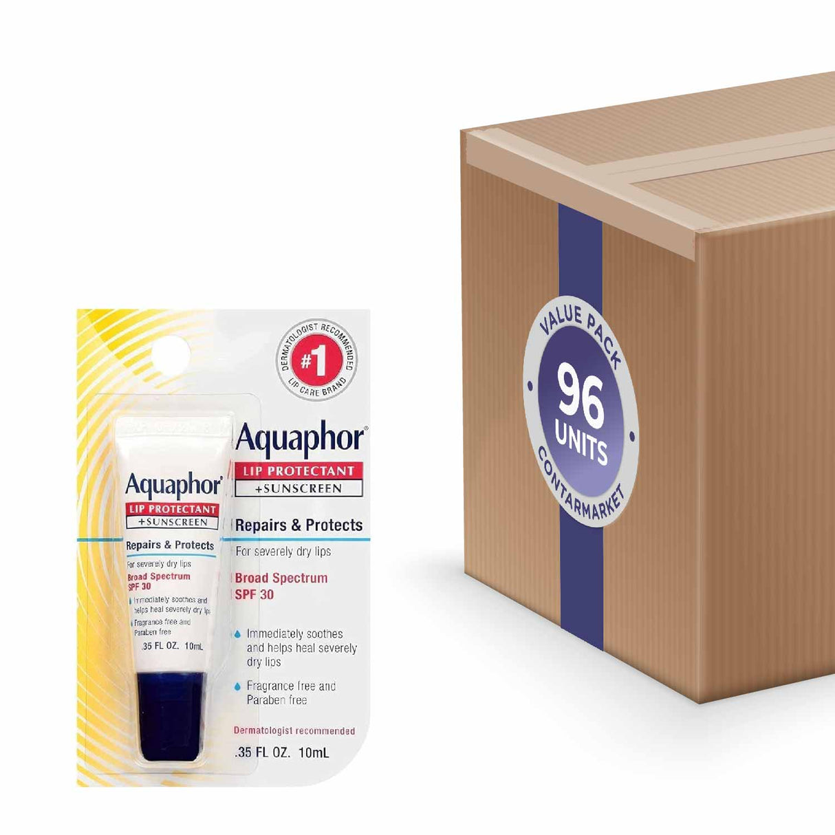 Aquaphor Lip Protectant Plus Sunscreen SPF 30 0.35 Oz- 96 Pack