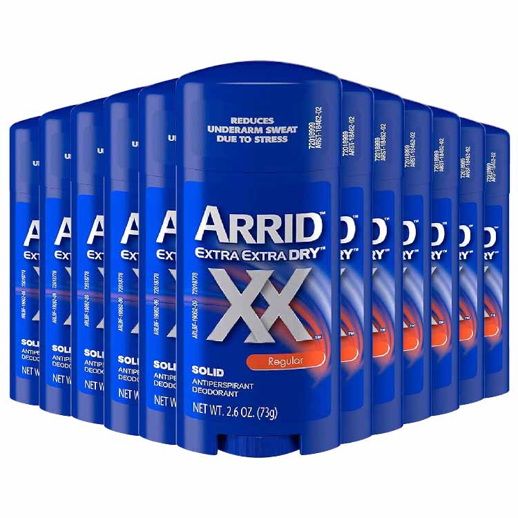 Arrid Extra Dry Wide Regular Solid Antiperspirant & Deodorant Stick 2.6 oz - 12 Pack