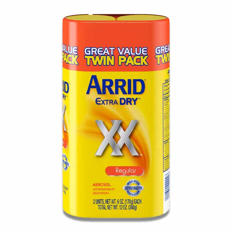 Arrid Twin Pack, Extra Dry Aerosol, Antiperspirant Deodorant, Regular - 6 oz - 4 Pack