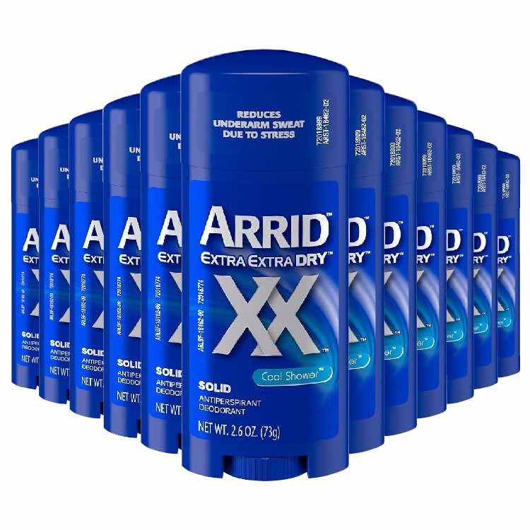 Arrid Extra Dry Solid  Antiperspirant Cool Shower 2.6 oz - 12 Pack