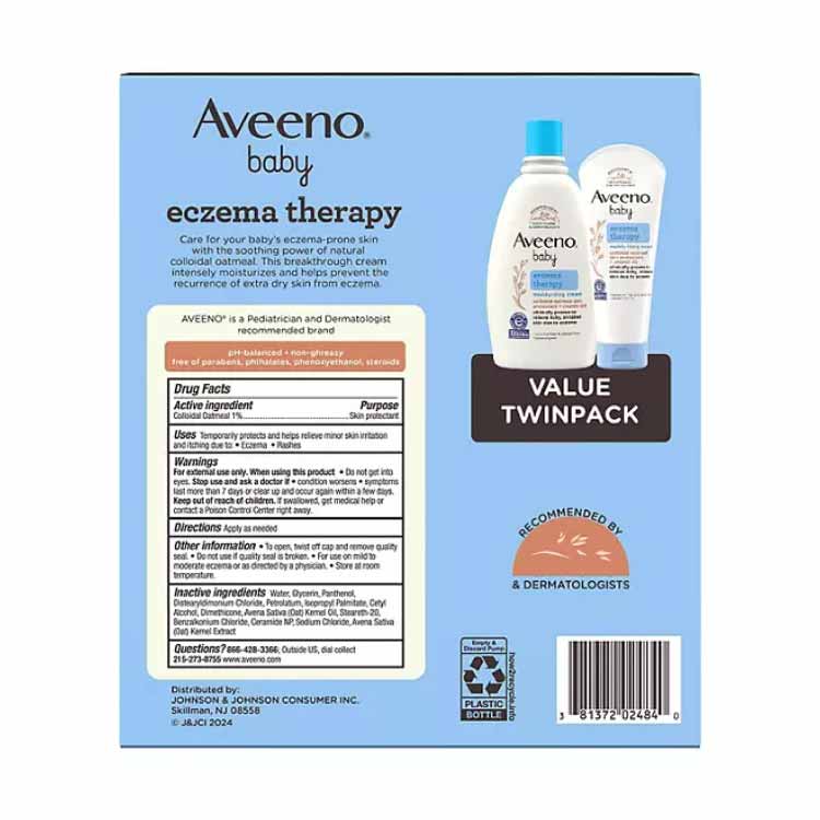 Aveeno - Baby Eczema Therapy Moisturizing Cream, 2 pk., 7.3 fl. oz. and 12 fl. oz.