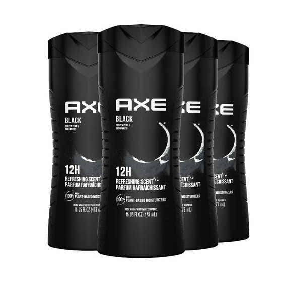 Axe Body Wash Black Frozen Pear & Cedarwood Scent - 16 fl oz- 4 Pack | Axe - Soap Wholesale