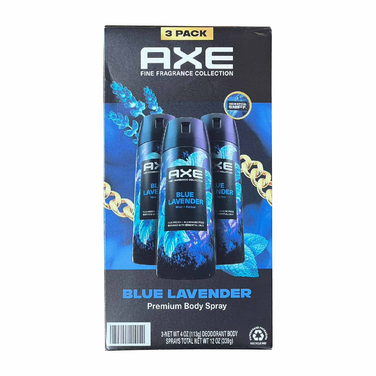 AXE - Premium Deodorant Body Spray, Blue Lavender - 4 Oz - 3 Pack