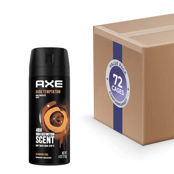 Axe - Deodorant Body Spray for Men, Dark Temptation - 4 oz - 72 Pack | Axe - Volume Discount