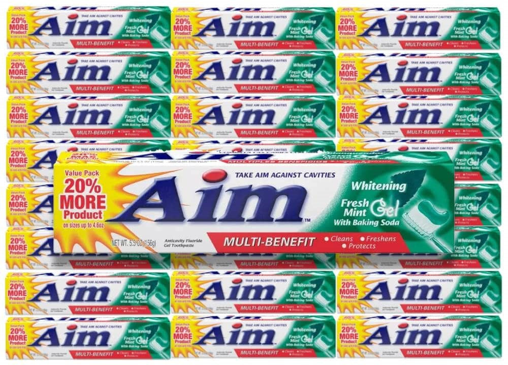 Aim - Whitening Toothpaste with Baking Soda - 5.5 Oz - 24 Pack