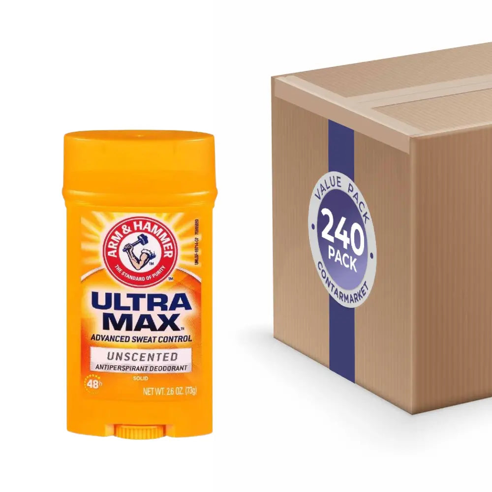 A&H Deodorant UltraMax Invisible Solid Unscented, 2.6 oz - 240 Pack