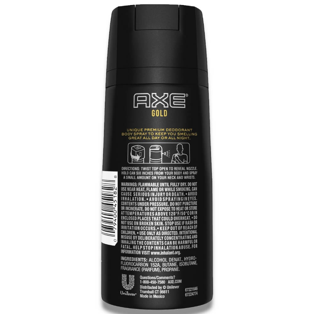 Axe Deodorant Body Spray for Men Gold - Oud Wood & Dark Vanilla - 4 oz - 12 Pack Contarmarket