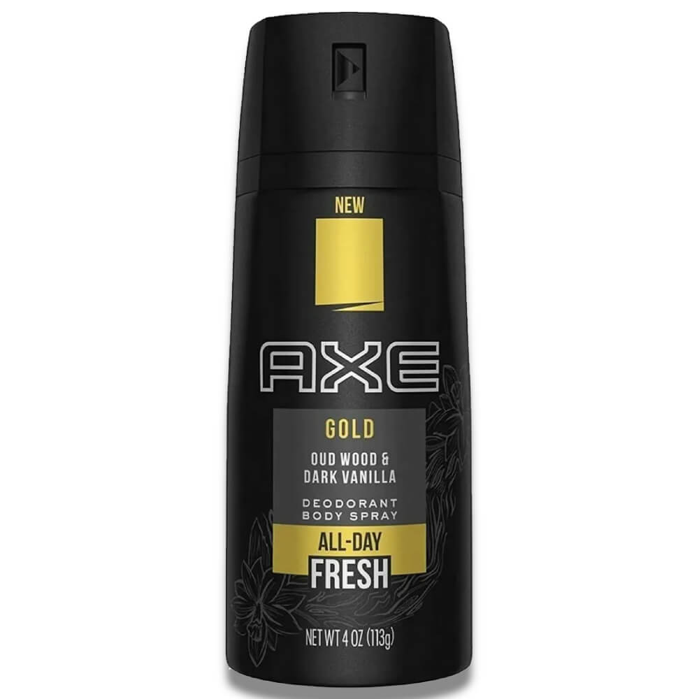 Axe Deodorant Body Spray for Men Gold - Oud Wood & Dark Vanilla - 4 oz - 12 Pack Contarmarket