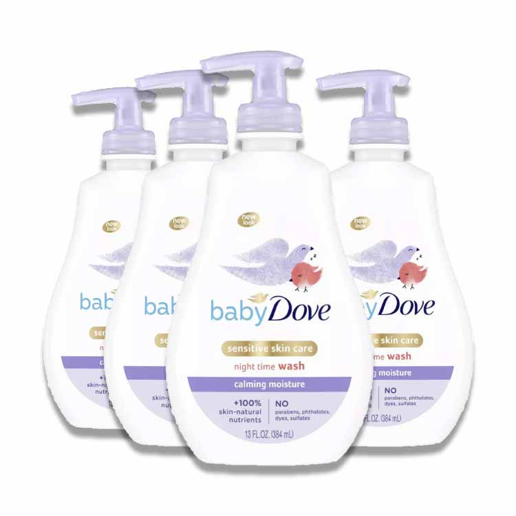 Baby Dove - Calming Moisture Sensitive Skin Night Time Wash - 13 Oz - 4 Pack