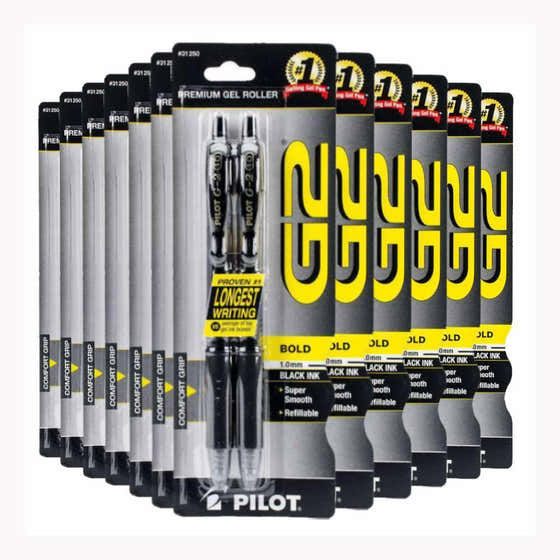 G2 Premium Gel Roller Bold 1.0mm Black 2 ct ea - 12 Pack | Pilot - School & Office Supplies - Wholesale