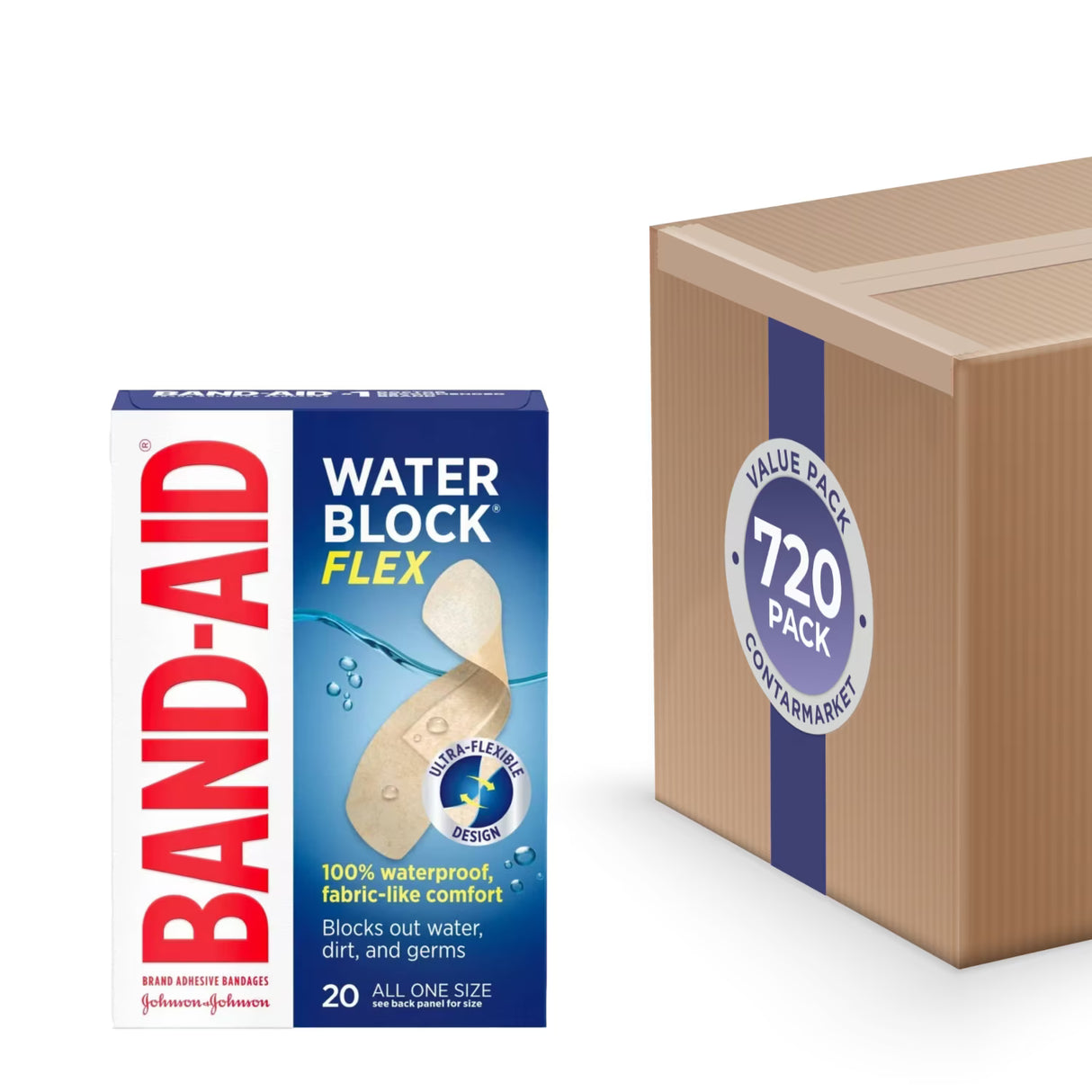 Band-Aid - Water Block Adhesive Bandages - 20 Ct - 720 Pack