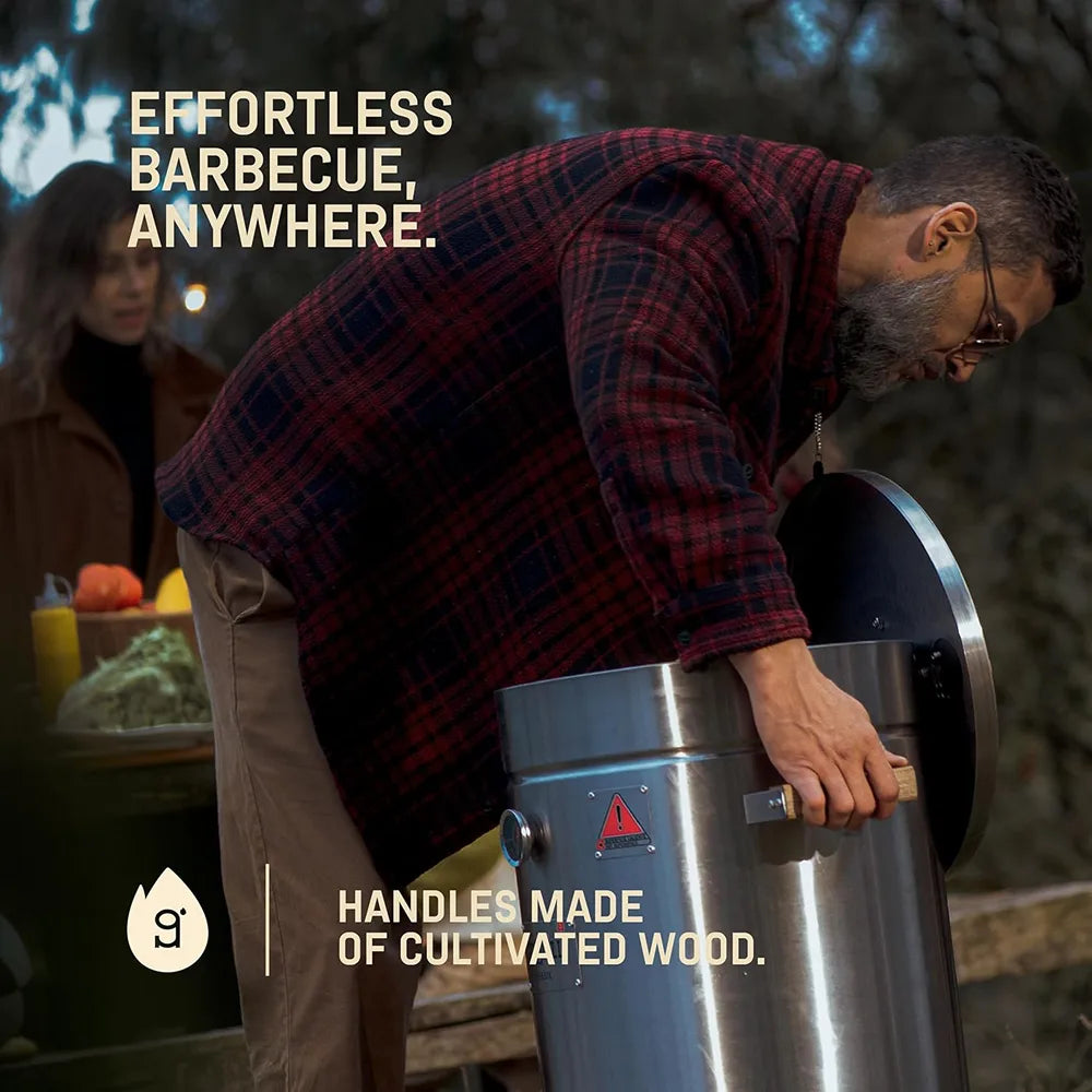 INGRILL 3-in-1 Basic Large Stainless Steel Smoker Barrel Grill – Portable Charcoal BBQ with Thermometer, 40 lbs, Perfect for Camping, Backyard & Home BBQ