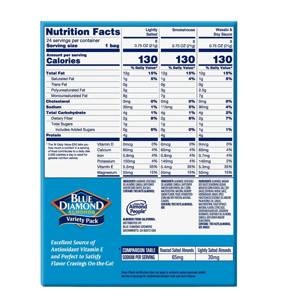 Blue Diamond - Almond Variety Pack - 75 Oz - 24 Pack