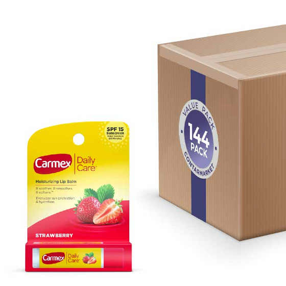 Carmex - Daily Care, Moisturizing Lip Balm, Strawberry, SPF 15 - 0.15 Oz - 144 Pack | Carmex - member5%