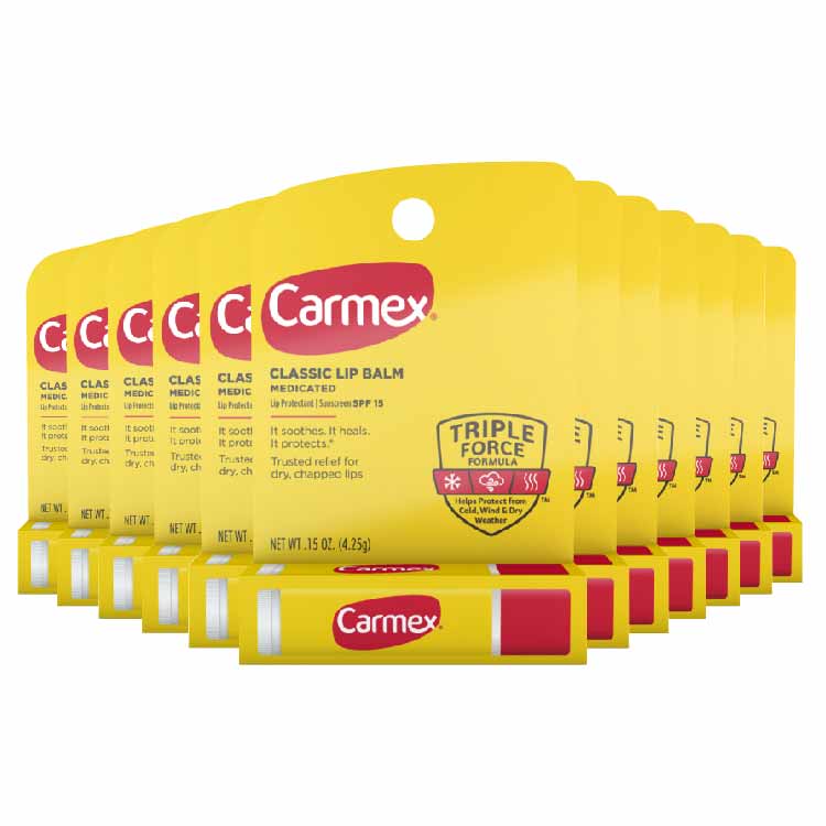 Carmex Classic Lip Balm, Lip Protectant Sunscreen Spf 15, 0.15 Oz - 12 Pack