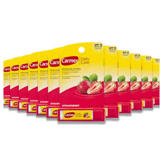 Carmex - Daily Care, Moisturizing Lip Balm, Strawberry, SPF 15 - 0.15 Oz - 12 Pack | Carmex - member5%
