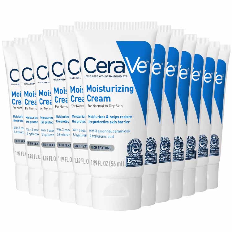 CeraVe - Moisturizing Face & Body Cream for Normal to Dry Skin - 1.89 Oz - 36 Pack