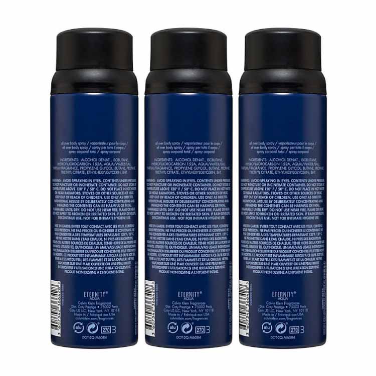Calvin Klein Eternity Aqua for Men Body Spray - 5.4 fl Oz - 3 Pack