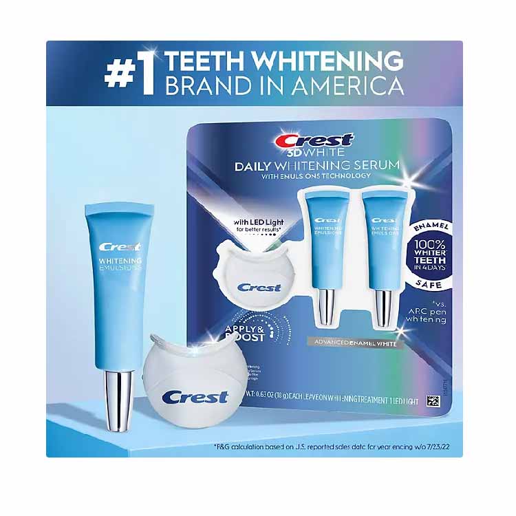 Crest 3DWhite Daily Whitening Serum, Advanced Enamel White + LED Light Treatment