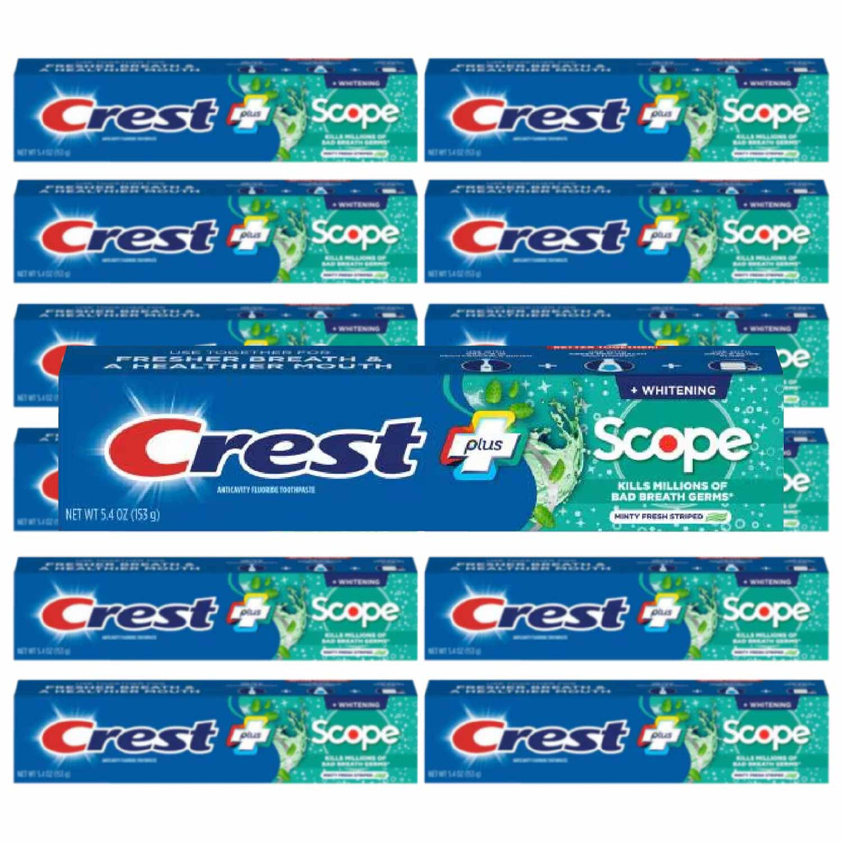 Crest + Scope Complete Whitening Toothpaste Minty Fresh Mint 5.4 Oz- 12 Pack
