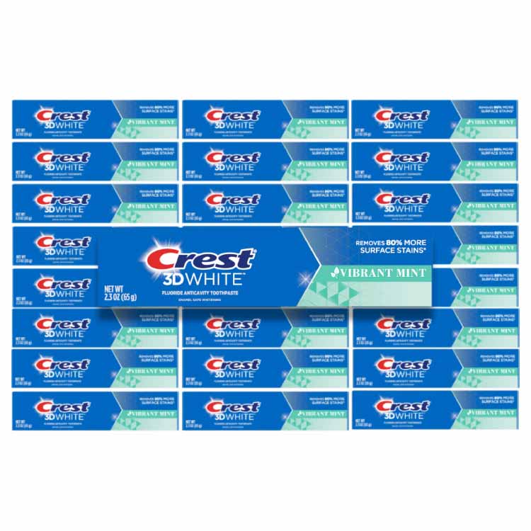 Crest - 3D White Vibrant Mint Toothpaste  2.3 oz - 24 Pack