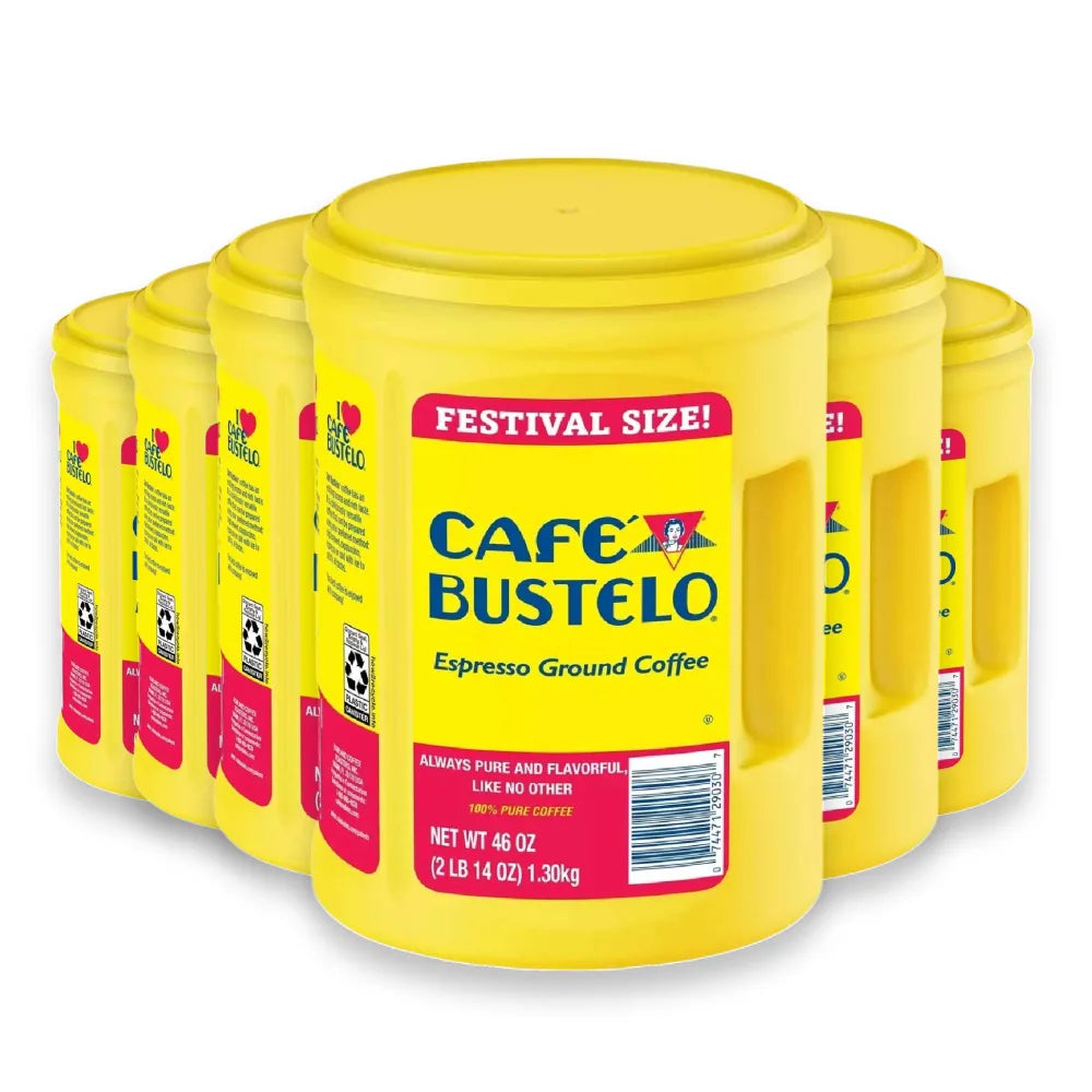 Café Bustelo - Festival Size Dark Roast Ground Coffee, Espresso - 46 Oz - 6 Pack